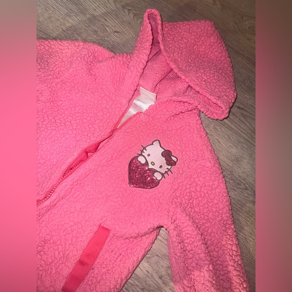 Hello Kitty pink Sherpa jacket with hood 5T
